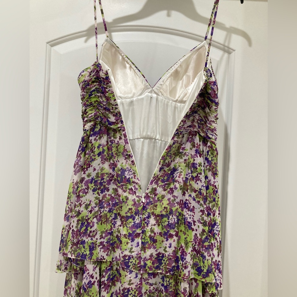 Aidan Mattox Purple and Green Floral Maxi Dress - Picture 6 of 8